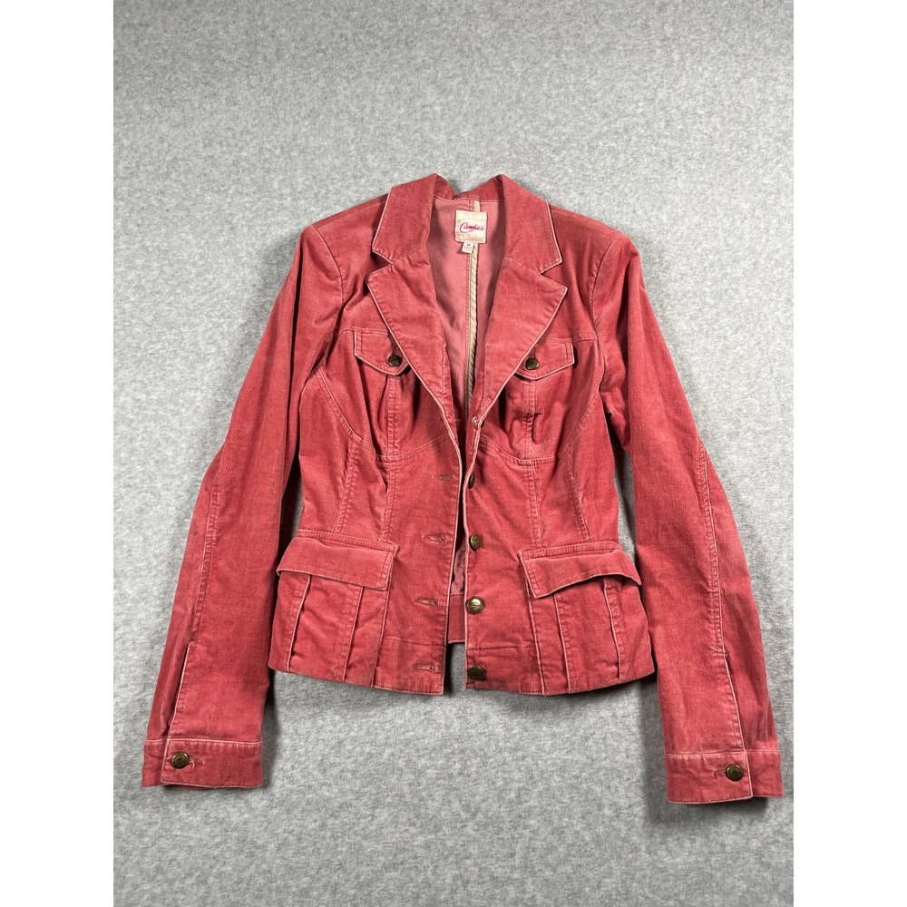 VTG Y2K Candies Jacket Women M Pink Band Napoleon Corduroy Military Blazer